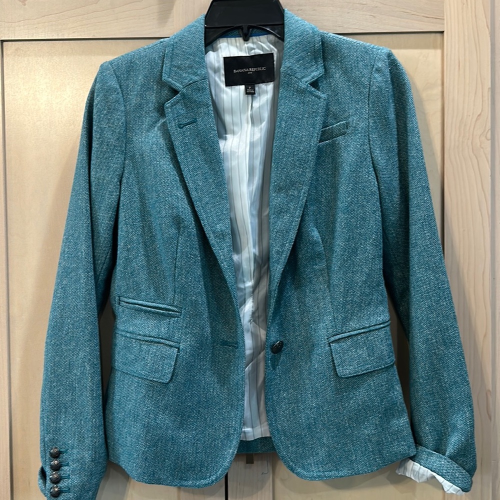Banana Republic wool teal blazer sz 2
